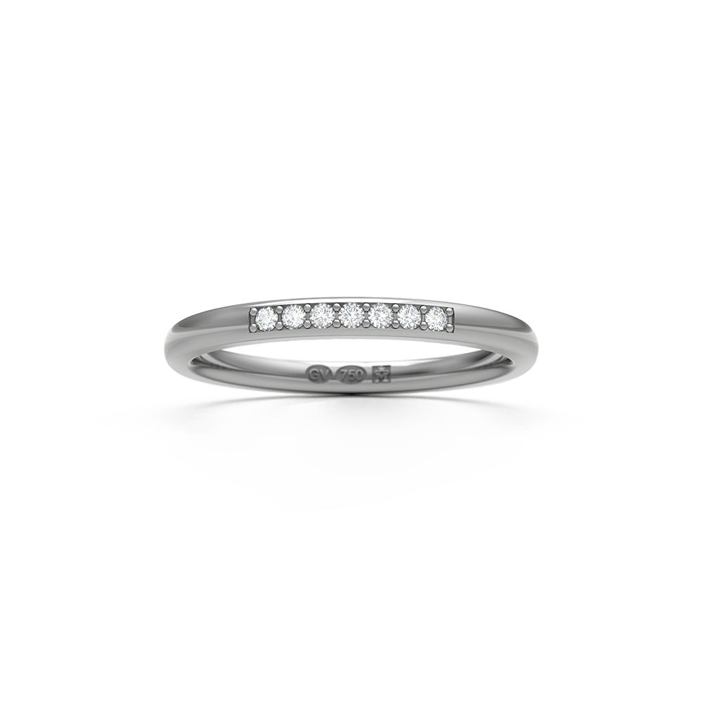 RING semi-round 2 mm in 18K white gold with 7 diamonds
