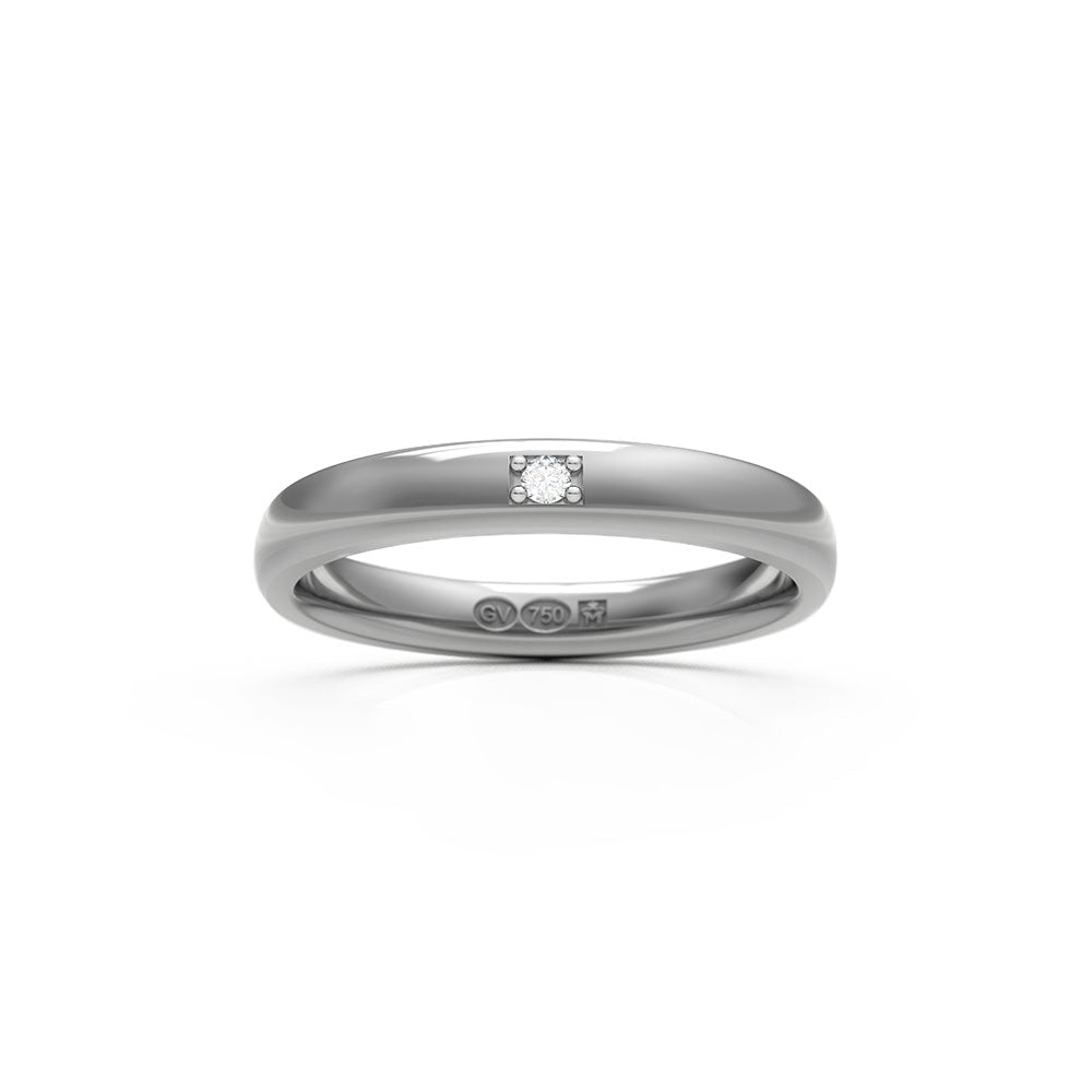 RING semi-round 3 mm in 18K white gold with 1 diamond