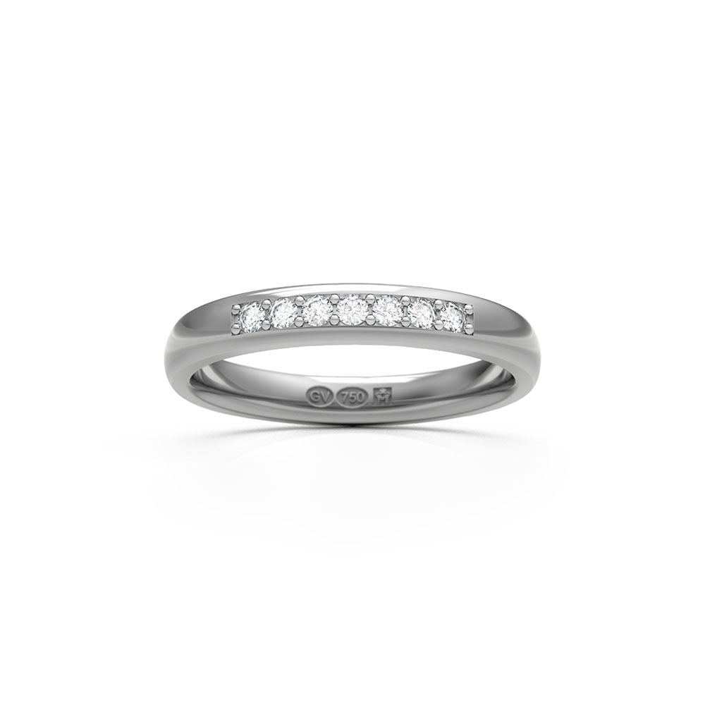 RING semi-round 3 mm in 18K white gold with 7 diamonds