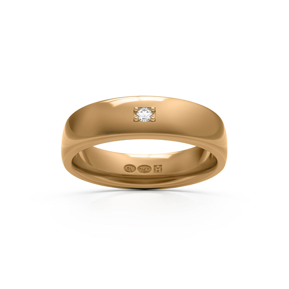 RING Half round 5 mm in 18k gold with 1 diamond