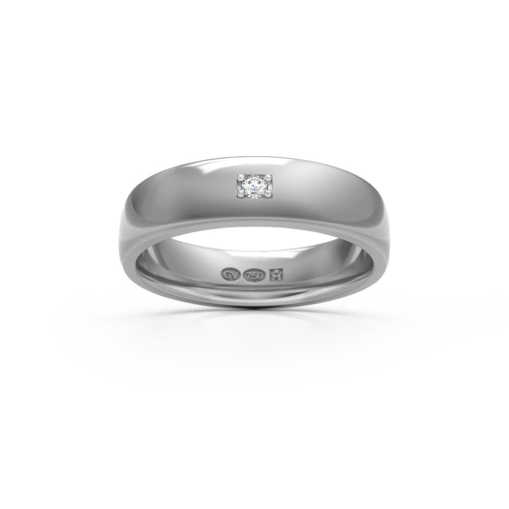 RING semi-round 5 mm in 18K white gold with 1 diamond