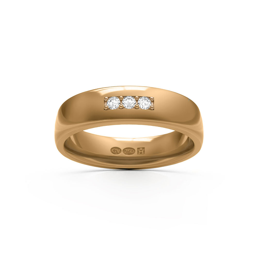 RING Half round 5 mm in 18k with 3 diamonds