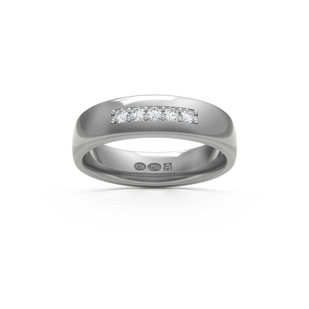 RING semicircular 5 mm in 18K white gold with 5 diamonds