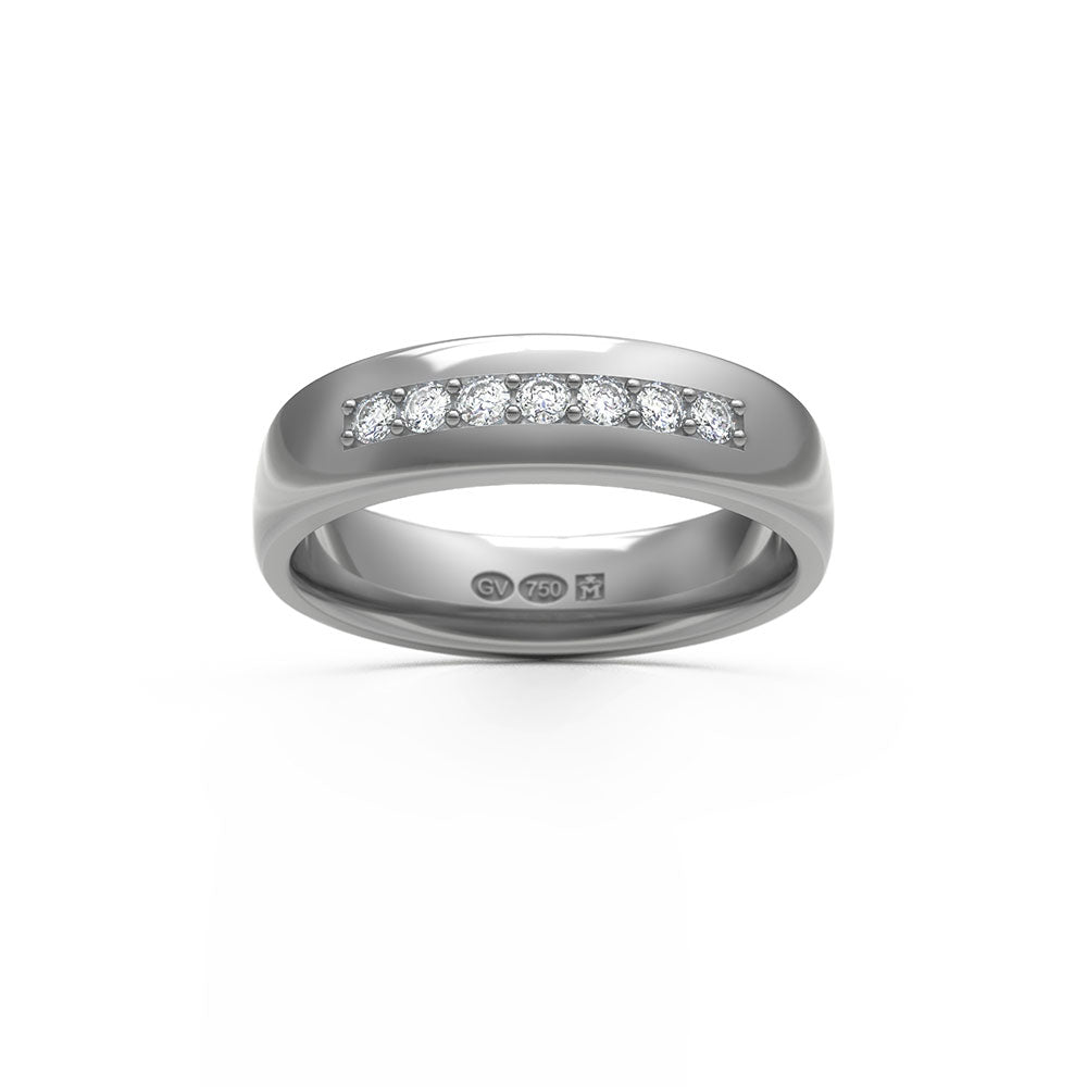 RING half round 5 mm in 18K white gold with 7 diamonds