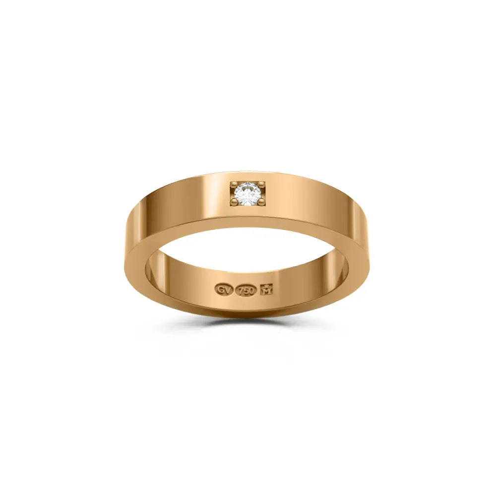 RING rectangular 4 mm in 18K gold with 1 diamond