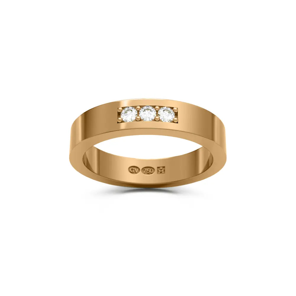 RING rectangular 4mm in 18K gold with 3 diamonds