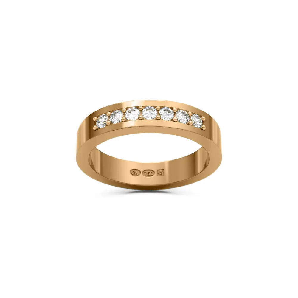 RING rectangular 4 mm in 18K gold with 7 diamonds